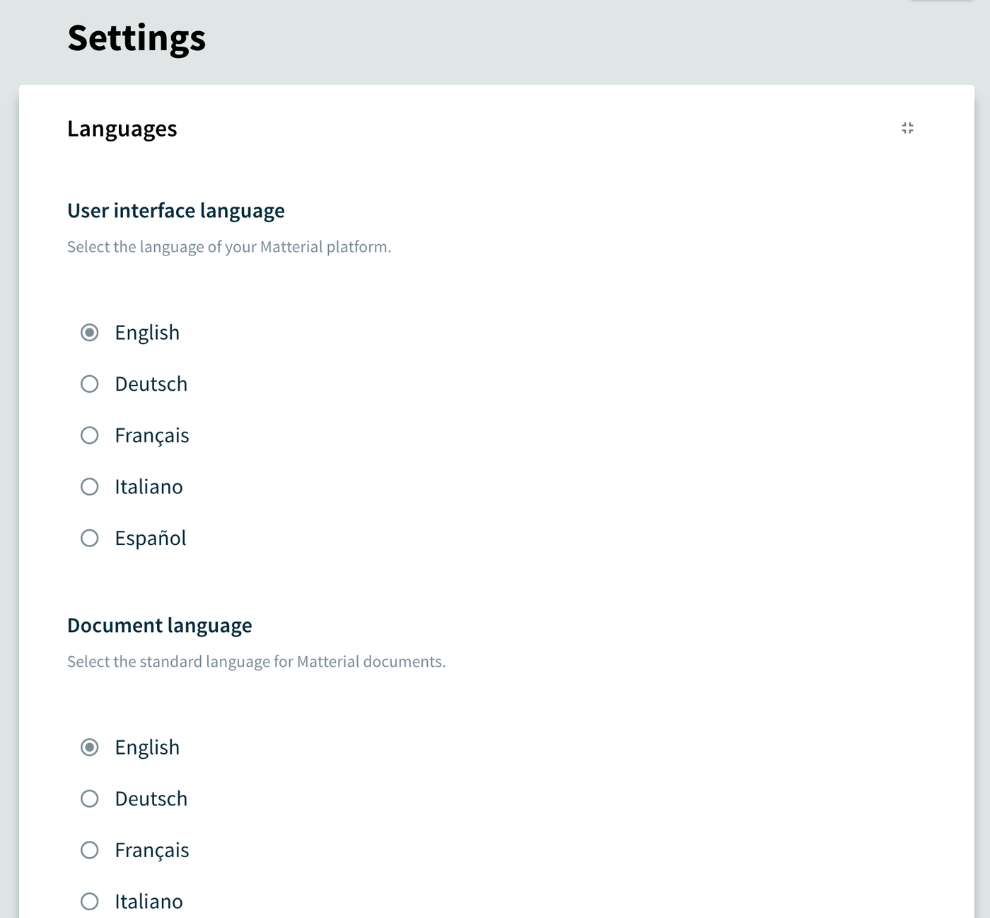 Language Settings
